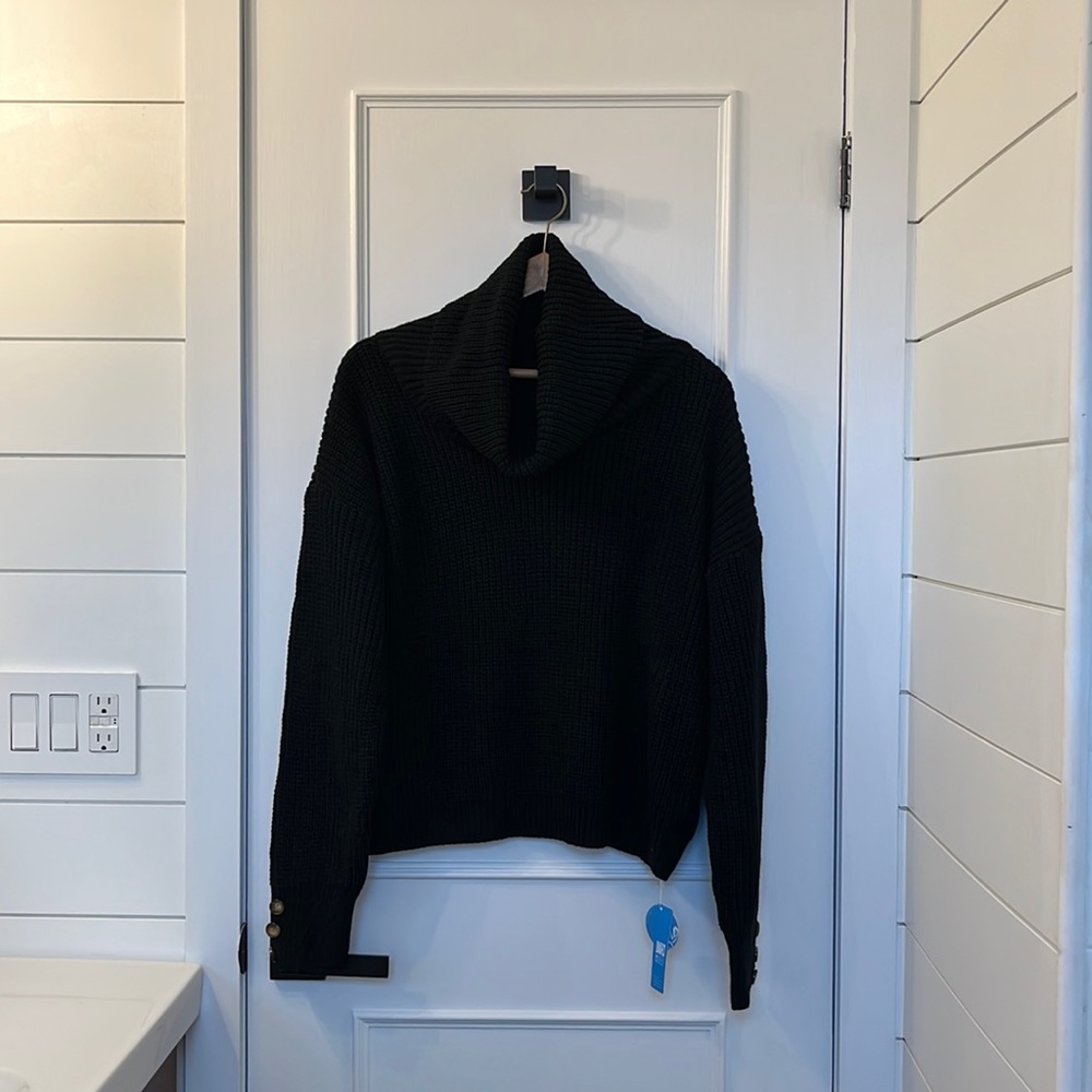 Cupshe Black Crochet Turtleneck Sweater